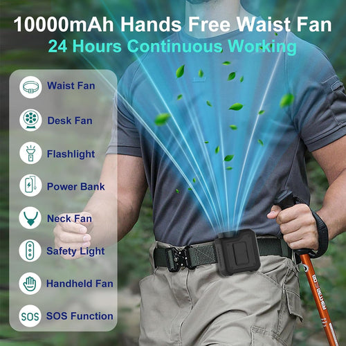 7-in-1 Multi-Use Portable Fan Hands Free Flashlight Etc,Christmas Gifts for Men Women,Turbo Powerful Cooling Personal Fan,10000mAh,24H Lasting,LED Display
