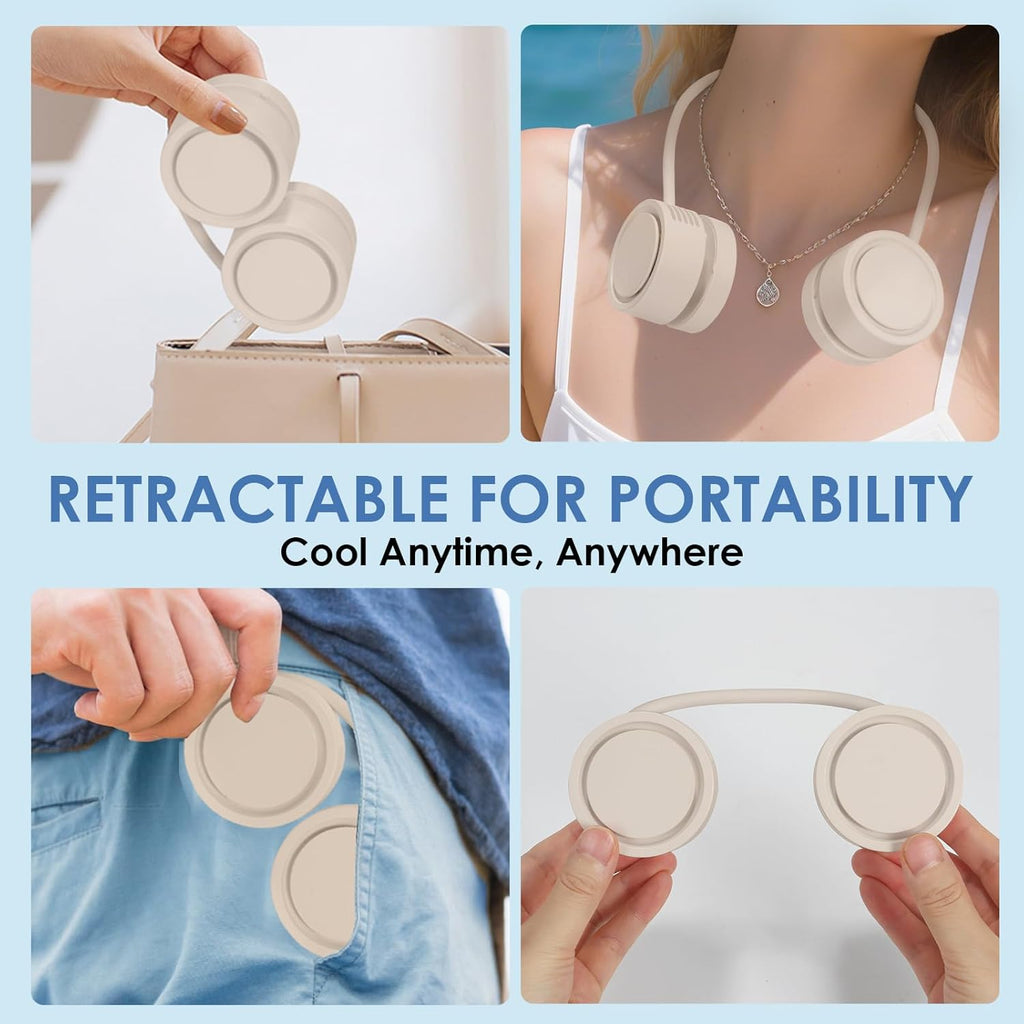 Neck Fan, Portable Bladeless Wearable Fan with 360° Airflow, 3 Speeds, 1600mAh Rechargeable Battery, Quiet Foldable USB Personal Fan for Men