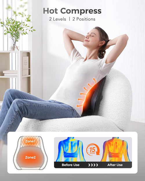 Back Massager with Heat, 3D Kneading Massage Pillow for Back, Neck, Shoulder, Leg Pain Relief Deep Tissue, Gifts for Women Men Mom Dad